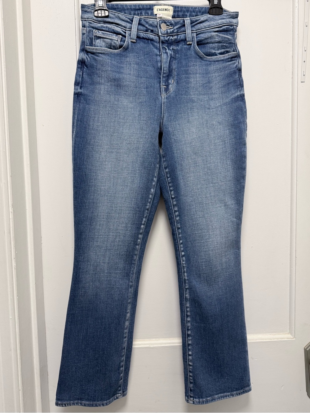L'AGENCE Light-Mid Blue Straight Leg Jeans